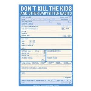 Knock Knock Don't Kill The Kids and Other Babysitter Basics Note Pad